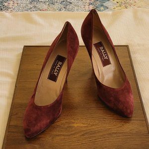 Bally Claret Suede Pumps. All Leather Made in Italy. NWOT. 7.5M (EUR 37 1/2)
